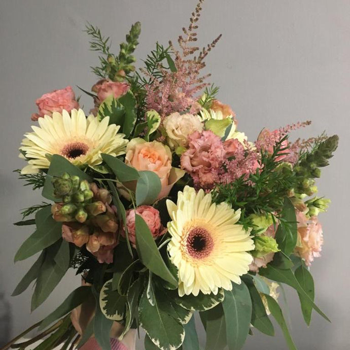 Peach & Pink Hand Tied Bouquet