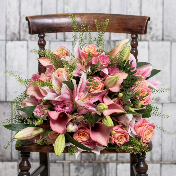Luxury Pink & Peach Calla Lilly Hand Tied